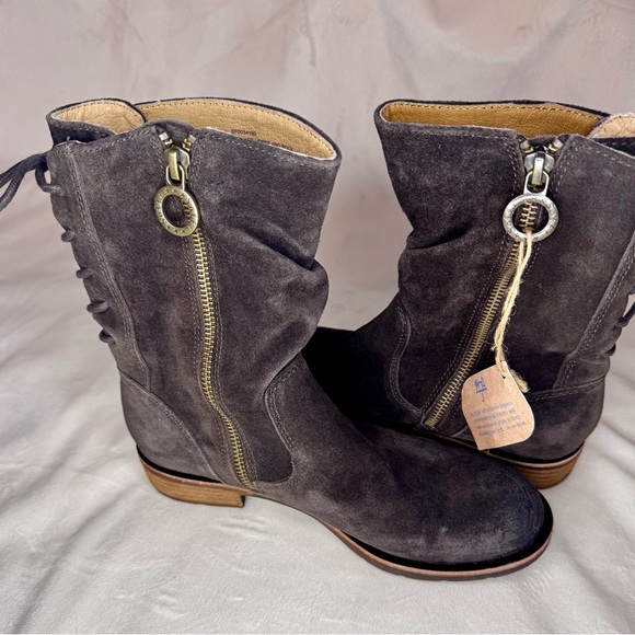 NWT Aqua Sofft Sharnell Charcoal Lace Up Boots Waterproof Western boho Sz6 Rodeo - Picture 5 of 14